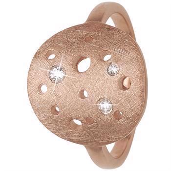 Christina Collect rosa forgylt sølv The Moon moon ring med rå overflate og 3 ekte hvite topaser, ringstørrelser fra 49-61
